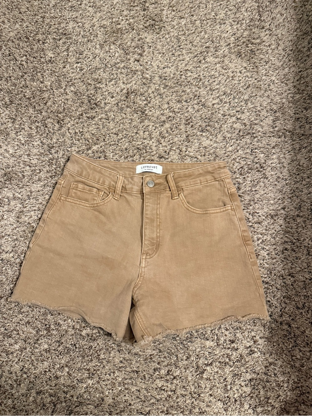 Lovervet Tan High-Rise Tan Jean Shorts